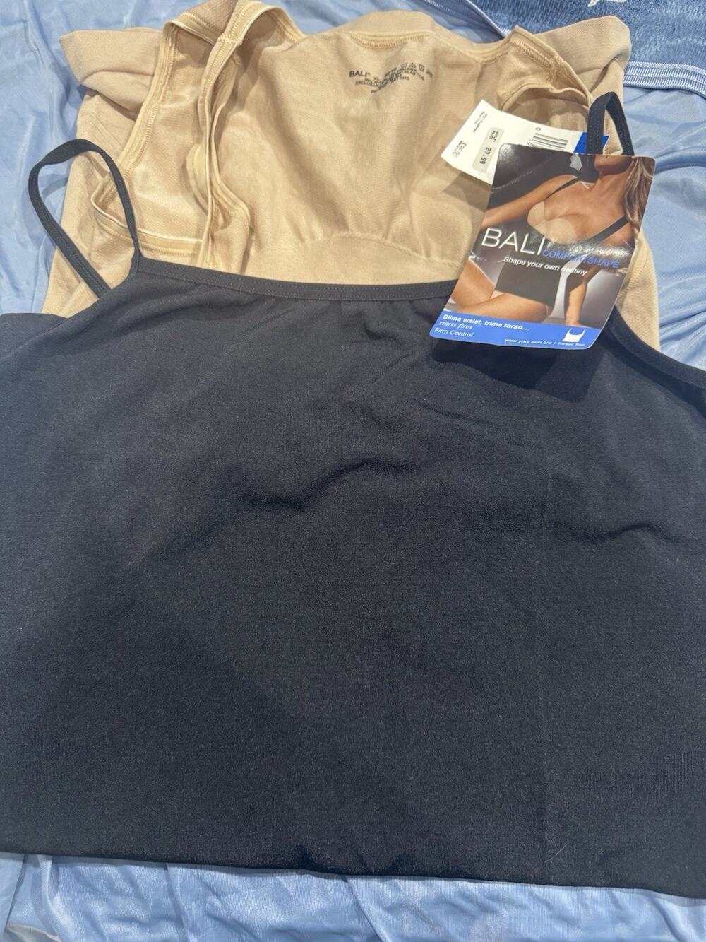 New Lot Of 2 Women’s Sz XL Slimming Shapewear Bali Beige And Silky Black Tank